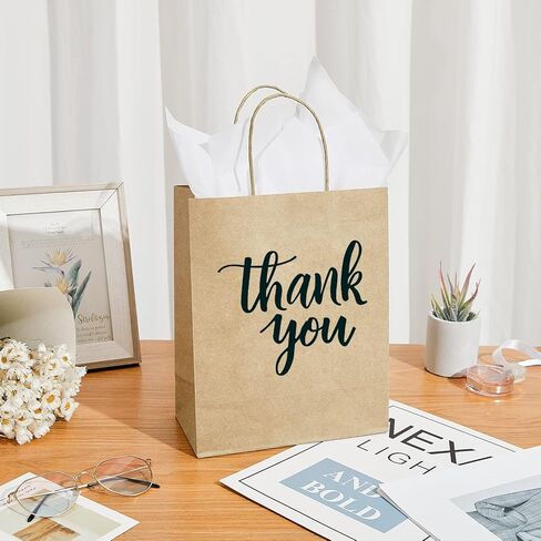 50 عبوة من أكياس هدايا DjinnGlory متوسطة الحجم باللون الأزرق الداكن مع مقابض مقاس 10x8x4 بوصة و24 منديلًا ورقيًا للأعمال الصغيرة، والتسوق، وحفلات الزفاف، وهدايا حفلات استقبال المولود الجديد، وحقائب هدايا التخرج in Kuwait