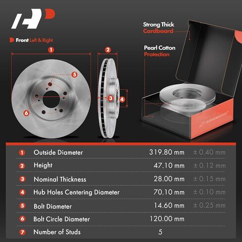 A-Premium 12.59 inch (319.7mm) Front Vented Disc Brake Rotors + Ceramic Pads Kit Compatible with Select Honda Model - Ridgeline 2006 2007 2008 2009 2010 2011, V6 3.5L, 6-PC Set in Saudi Arabia