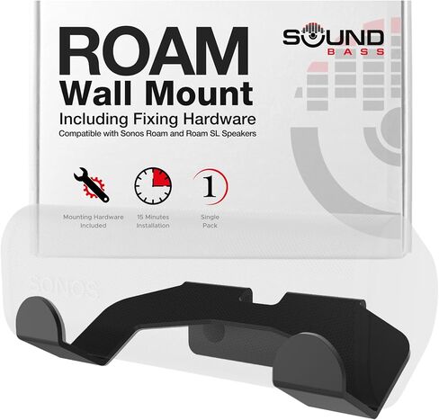 دعامة تثبيت على الحائط Roam، سوداء، مفردة (قطعة واحدة)، متوافقة مع Sonos Roam/Roam SL، تتضمن مجموعة تركيب، مصممة في المملكة المتحدة in Saudi Arabia