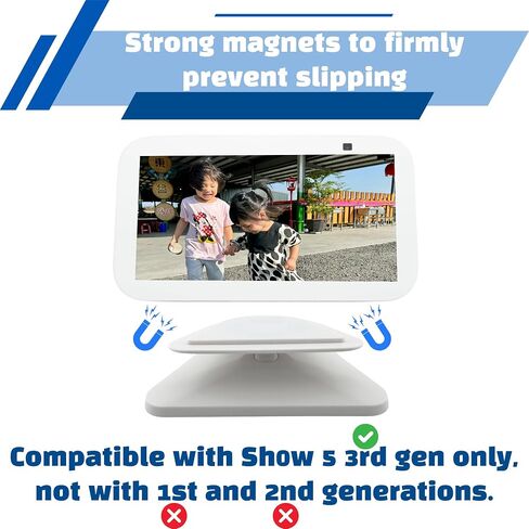 Sintron Stand for Echᴏ Shᴏw 5 3rd gen, Adjustable Magnetic Stand Holder with 360 Degree Rotation, Swivel & Tilt Function, Anti-Slip Base - Black, Compatible with iPhone 12 & Newer Models in Saudi Arabia