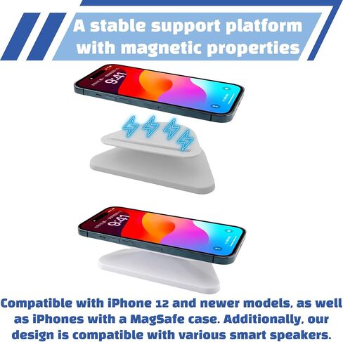Sintron Stand for Echᴏ Shᴏw 5 3rd gen, Adjustable Magnetic Stand Holder with 360 Degree Rotation, Swivel & Tilt Function, Anti-Slip Base - Black, Compatible with iPhone 12 & Newer Models in Saudi Arabia