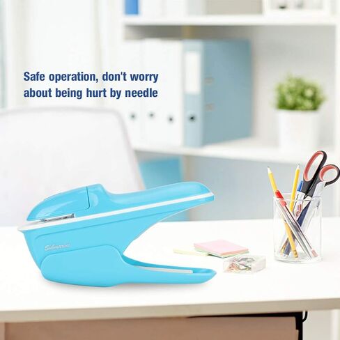 Stapleless Stapler, ABS Stapleless Stapler Staple Free Stapler Book Stapling Machine Paper Binding Hand Tool for Home School Office (Blue) in Kuwait
