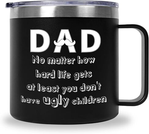Dad Gift Father's Day Mug, Birthday Gifts for Dad from Son Daughter Unique Present for Men Husband Uncle - 12 OZ Coffee Mug Cup with Lid in Saudi Arabia