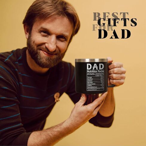 Dad Gift Father's Day Mug, Birthday Gifts for Dad from Son Daughter Unique Present for Men Husband Uncle - 12 OZ Coffee Mug Cup with Lid in Saudi Arabia