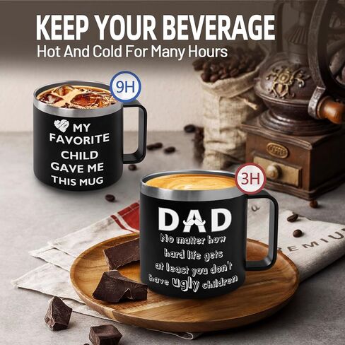 Dad Gift Father's Day Mug, Birthday Gifts for Dad from Son Daughter Unique Present for Men Husband Uncle - 12 OZ Coffee Mug Cup with Lid in Saudi Arabia