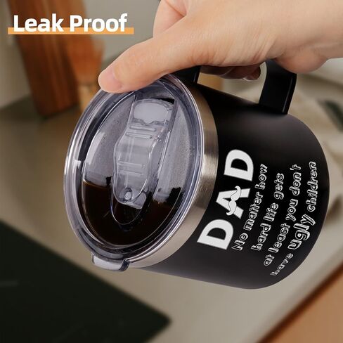 Dad Gift Father's Day Mug, Birthday Gifts for Dad from Son Daughter Unique Present for Men Husband Uncle - 12 OZ Coffee Mug Cup with Lid in Saudi Arabia