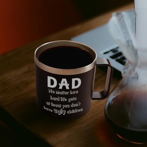 Dad Gift Father's Day Mug, Birthday Gifts for Dad from Son Daughter Unique Present for Men Husband Uncle - 12 OZ Coffee Mug Cup with Lid in Saudi Arabia
