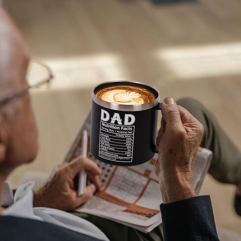 Dad Gift Father's Day Mug, Birthday Gifts for Dad from Son Daughter Unique Present for Men Husband Uncle - 12 OZ Coffee Mug Cup with Lid in Saudi Arabia