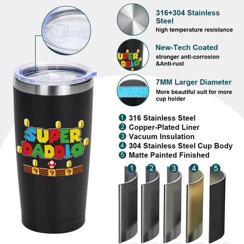Gifts for Dad, Dad Birthday Gift | Super Daddio | Gifts for Dad for Birthday Gift | Dad Gifts from Daughter Son | Gifts for New Dad - Step Dad Gifts | Best Dad Ever Gifts - 20oz Tumbler in Saudi Arabia