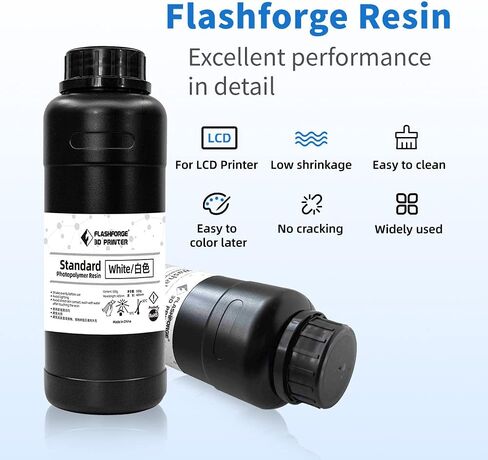 FLASHFORGE 3D Printer Resin, LCD UV-Fast-Curing Resin 405nm Standard Photopolymer Resin for LCD 3D Printing with High Precision Printing, Low Odor (White, 500G) in Saudi Arabia