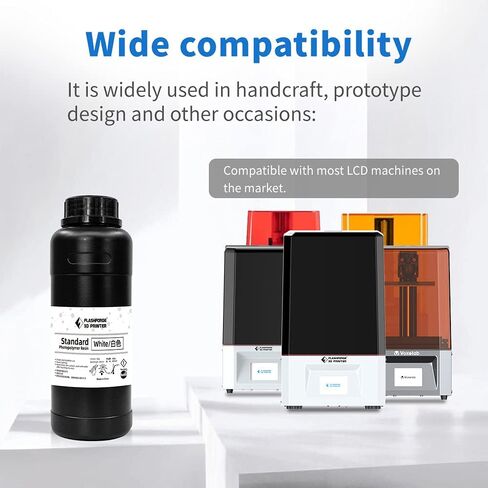 FLASHFORGE 3D Printer Resin, LCD UV-Fast-Curing Resin 405nm Standard Photopolymer Resin for LCD 3D Printing with High Precision Printing, Low Odor (White, 500G) in Saudi Arabia