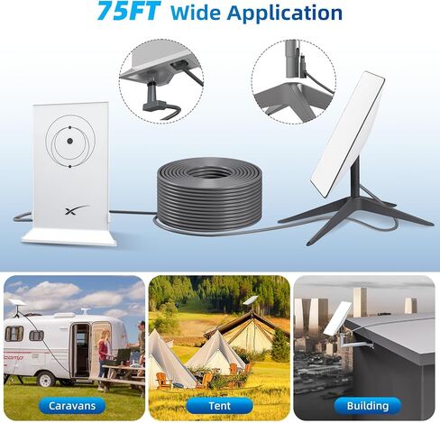 كابل Starlink القياسي 75FT/23M لكابل Starlink المستطيل للقمر الصناعي V2، مجموعة أدوات الإنترنت Starlink للقمر الصناعي V2، سلك تمديد كابل Starlink لكابل Starlink V2، رمادي in Kuwait