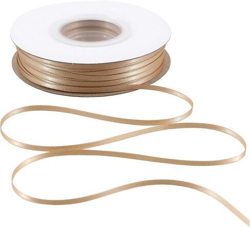 Solid Color Satin Ribbon 1/8 inch x 100 Yards Roll Tan Double Faced for Gift Wrapping Crafts Wedding Decoration, Wedding Invitation Card, Birthday Party Decoration in Saudi Arabia