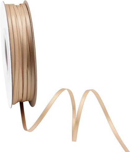 Solid Color Satin Ribbon 1/8 inch x 100 Yards Roll Tan Double Faced for Gift Wrapping Crafts Wedding Decoration, Wedding Invitation Card, Birthday Party Decoration in Saudi Arabia