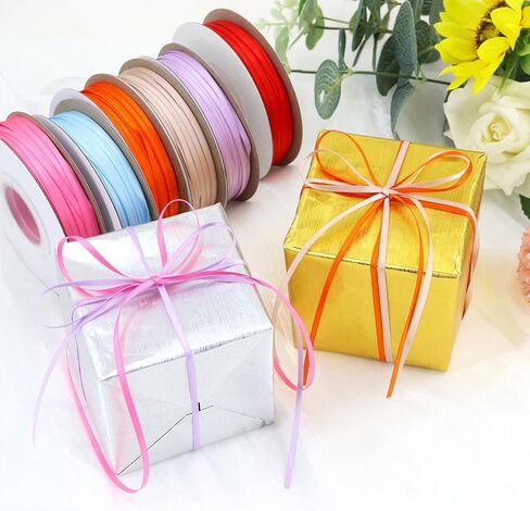 Solid Color Satin Ribbon 1/8 inch x 100 Yards Roll Tan Double Faced for Gift Wrapping Crafts Wedding Decoration, Wedding Invitation Card, Birthday Party Decoration in Saudi Arabia
