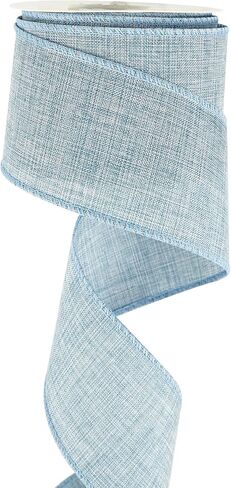 HUIHUANG Wired Denim Ribbon Light Blue Wired Edge Ribbon 2.5 inch Jute Ribbon for Wreaths, Big Bows, Crafts, Garland, Swags, Tree Decoration, Gift Wrapping -10 Yards (30 feet) in Saudi Arabia