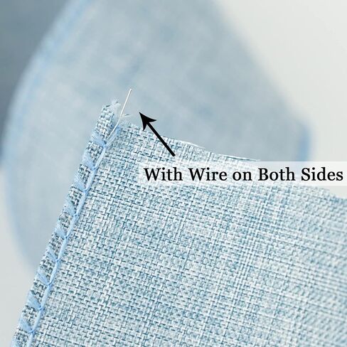 HUIHUANG Wired Denim Ribbon Light Blue Wired Edge Ribbon 2.5 inch Jute Ribbon for Wreaths, Big Bows, Crafts, Garland, Swags, Tree Decoration, Gift Wrapping -10 Yards (30 feet) in Saudi Arabia