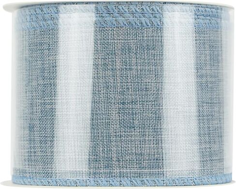 HUIHUANG Wired Denim Ribbon Light Blue Wired Edge Ribbon 2.5 inch Jute Ribbon for Wreaths, Big Bows, Crafts, Garland, Swags, Tree Decoration, Gift Wrapping -10 Yards (30 feet) in Saudi Arabia