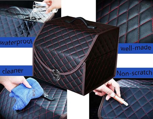 منظم وتخزين صندوق السيارة للسيارة، سيارات الدفع الرباعي قابلة للطي والمحمولة مصنوعة من جلد البولي يوريثان المتين ذو الذوق الجيد (صغير) in Kuwait