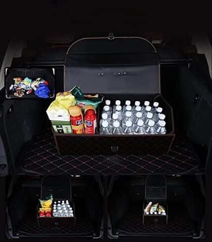 منظم وتخزين صندوق السيارة للسيارة، سيارات الدفع الرباعي قابلة للطي والمحمولة مصنوعة من جلد البولي يوريثان المتين ذو الذوق الجيد (صغير) in Kuwait