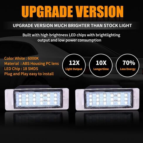 مجموعة مصابيح LED للوحة الترخيص الخفيفة متوافقة مع 2008-2016 Opel/Vauxhall Insignia Sports Tourerfor 2013-up Opel/Vauxhall Mokka 6000K مجموعة أضواء الترخيص الخلفية البيضاء من 2 in Kuwait