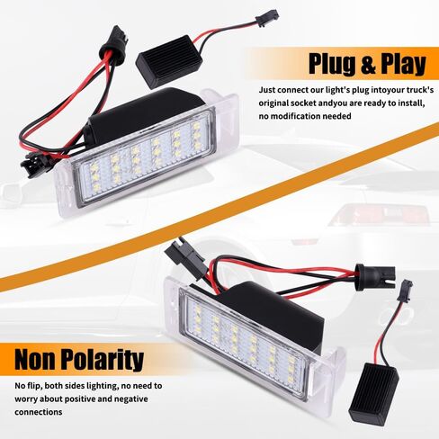 مجموعة مصابيح LED للوحة الترخيص الخفيفة متوافقة مع 2008-2016 Opel/Vauxhall Insignia Sports Tourerfor 2013-up Opel/Vauxhall Mokka 6000K مجموعة أضواء الترخيص الخلفية البيضاء من 2 in Kuwait
