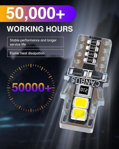 LUYED 194 مصباح LED 6500K أبيض T10 168 2825 W5W 4-SMD 2835 شرائح LED بديلة لمبات خالية من الأخطاء للسيارة الداخلية لخريطة القبة وأضواء لوحة ترخيص لوحة القيادة، حزمة من 10 in Kuwait