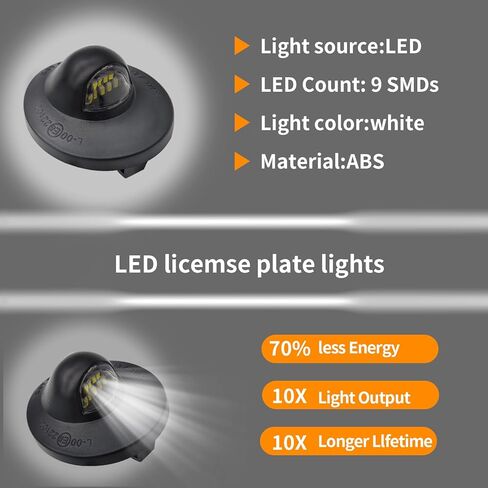 ضوء لوحة ترخيص LED مع قابس سرج المقبس، متوافق مع Ford F150 F250 F350 F450 F550 Superduty Ranger Explorer Bronco Emission Expedition، مدعوم بضوء لوحة ترخيص أبيض 9-SMD 6500K in Kuwait