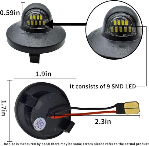 ضوء لوحة ترخيص LED مع قابس سرج المقبس، متوافق مع Ford F150 F250 F350 F450 F550 Superduty Ranger Explorer Bronco Emission Expedition، مدعوم بضوء لوحة ترخيص أبيض 9-SMD 6500K in Kuwait