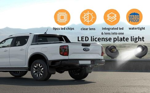 ضوء لوحة ترخيص LED مع قابس سرج المقبس، متوافق مع Ford F150 F250 F350 F450 F550 Superduty Ranger Explorer Bronco Emission Expedition، مدعوم بضوء لوحة ترخيص أبيض 9-SMD 6500K in Kuwait