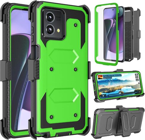 Takfox for Motorola G Stylus 2023 5G Case, Built-in Screen Protector Kickstand Belt Clip Holster Full-Body Military Grade Dual Layer Protective Shockproof Rugged Phone Cover-Green in Saudi Arabia