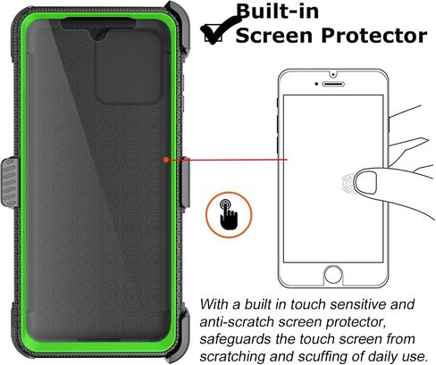 Takfox for Motorola G Stylus 2023 5G Case, Built-in Screen Protector Kickstand Belt Clip Holster Full-Body Military Grade Dual Layer Protective Shockproof Rugged Phone Cover-Green in Saudi Arabia