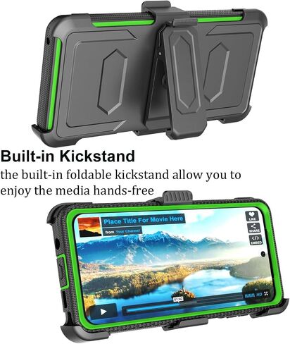 Takfox for Motorola G Stylus 2023 5G Case, Built-in Screen Protector Kickstand Belt Clip Holster Full-Body Military Grade Dual Layer Protective Shockproof Rugged Phone Cover-Green in Saudi Arabia