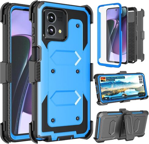 Takfox for Motorola G Stylus 2023 5G Case, Built-in Screen Protector Kickstand Belt Clip Holster Full-Body Military Grade Dual Layer Protective Shockproof Rugged Phone Cover-Green in Saudi Arabia