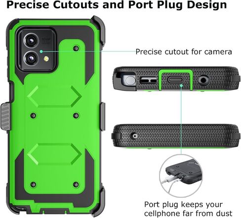 Takfox for Motorola G Stylus 2023 5G Case, Built-in Screen Protector Kickstand Belt Clip Holster Full-Body Military Grade Dual Layer Protective Shockproof Rugged Phone Cover-Green in Saudi Arabia