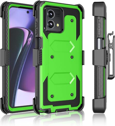 Takfox for Motorola G Stylus 2023 5G Case, Built-in Screen Protector Kickstand Belt Clip Holster Full-Body Military Grade Dual Layer Protective Shockproof Rugged Phone Cover-Green in Saudi Arabia