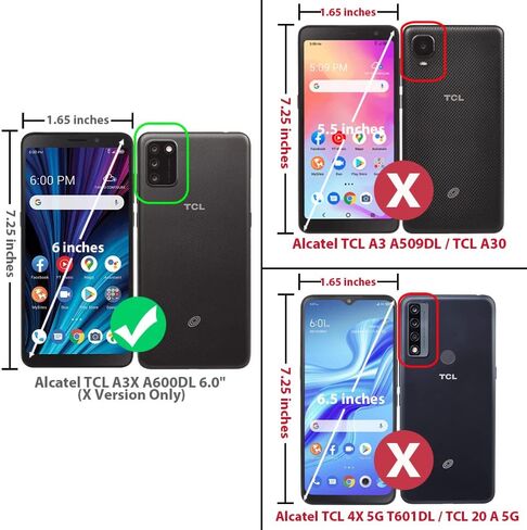 TJS Compatible with Alcatel TCL A3X A600DL Case, with Tempered Glass Screen Protector Belt Clip Holster Hybrid Kickstand Heavy Duty Cover Drop Protector Phone Case (Blue) in Saudi Arabia
