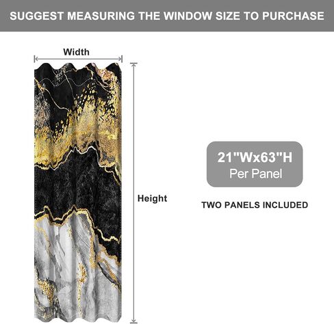 Baocicco Black and Gold Marble Window Curtains for Bedroom Art Fluid Gold Texture Marble Drapes for Living Room Modern Luxury Fashion Design Blackout Marble Grommets Curtains 2 Panels 21Wx45H Inch in Saudi Arabia