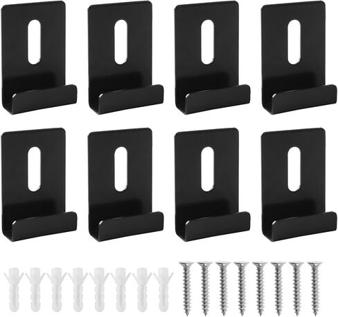 8Pcs Metal Mirror Clips Frameless Mirror, 1/4 Inch Heavy Mirror Hangers Wide Channel Mirror Mounting Bracket with Screw Wall Mounting Brackets for Mirrors Billboard Displays Tile Display(Black) in Kuwait