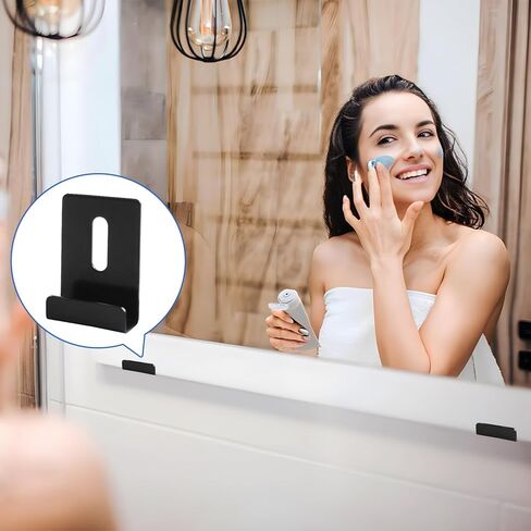 8Pcs Metal Mirror Clips Frameless Mirror, 1/4 Inch Heavy Mirror Hangers Wide Channel Mirror Mounting Bracket with Screw Wall Mounting Brackets for Mirrors Billboard Displays Tile Display(Black) in Kuwait