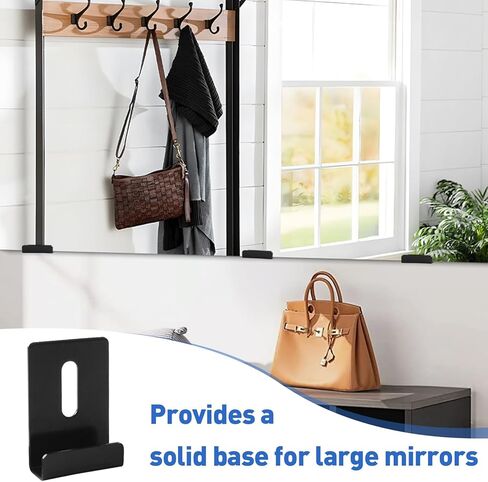 8Pcs Metal Mirror Clips Frameless Mirror, 1/4 Inch Heavy Mirror Hangers Wide Channel Mirror Mounting Bracket with Screw Wall Mounting Brackets for Mirrors Billboard Displays Tile Display(Black) in Kuwait