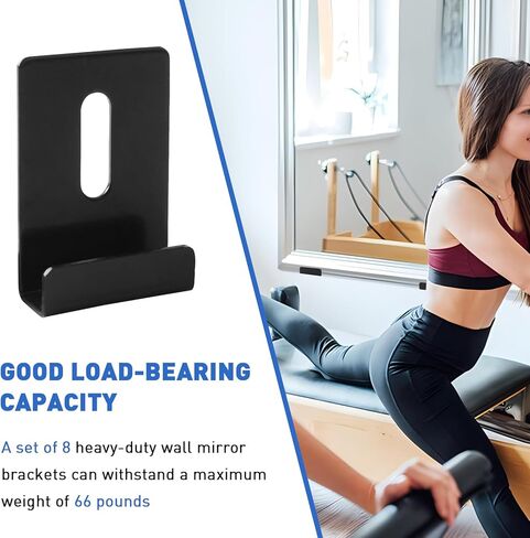 8Pcs Metal Mirror Clips Frameless Mirror, 1/4 Inch Heavy Mirror Hangers Wide Channel Mirror Mounting Bracket with Screw Wall Mounting Brackets for Mirrors Billboard Displays Tile Display(Black) in Kuwait