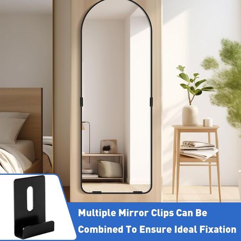 8Pcs Metal Mirror Clips Frameless Mirror, 1/4 Inch Heavy Mirror Hangers Wide Channel Mirror Mounting Bracket with Screw Wall Mounting Brackets for Mirrors Billboard Displays Tile Display(Black) in Kuwait