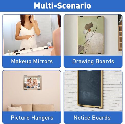 8Pcs Metal Mirror Clips Frameless Mirror, 1/4 Inch Heavy Mirror Hangers Wide Channel Mirror Mounting Bracket with Screw Wall Mounting Brackets for Mirrors Billboard Displays Tile Display(Black) in Kuwait