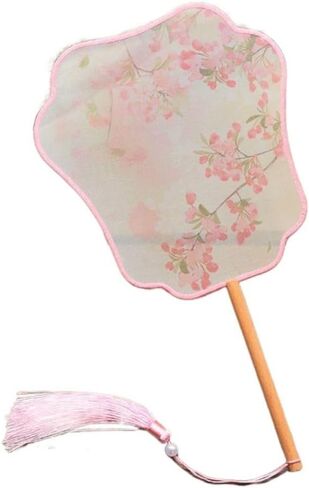 Translucent Silk Embroidered Hand Held Fan Tassels Handheld Ancient Style Floral Pattern Ornaments For Wedding Favor Gift Home Decor in Saudi Arabia