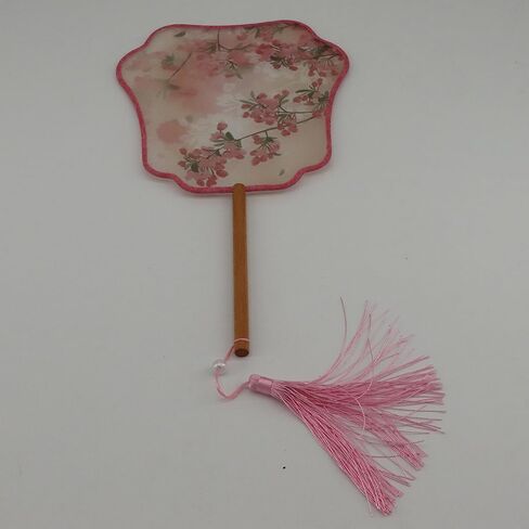 Translucent Silk Embroidered Hand Held Fan Tassels Handheld Ancient Style Floral Pattern Ornaments For Wedding Favor Gift Home Decor in Saudi Arabia