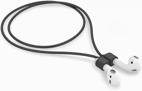 Ultra Strong Magnetic Anti-Lost Straps for AirPods, Colorful Soft Silicone Sports Lanyard Compatible with Airpods 1st 2nd 3rd Generation Pro 3 2 1, Neck Rope Cord - Black in Saudi Arabia