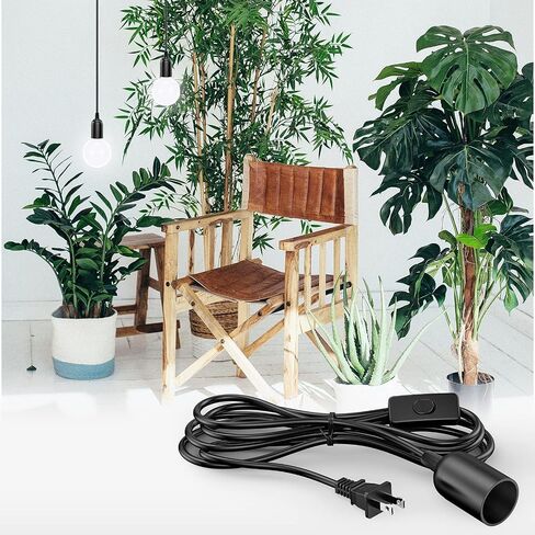 2-Pack Hanging Light Cord,15 ft Plug in Pendant Light Cord with On/Off Switch E26 E27 Socket (no Bulb Included) Hanging Lantern Cord, Black… in Saudi Arabia