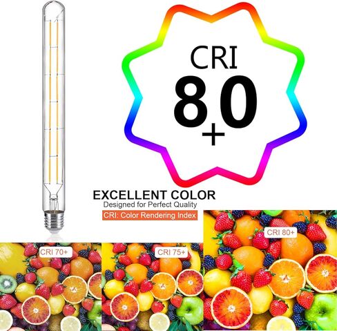 مصابيح أنبوبية LED، لمبة خيوط LED بنمط إديسون أنبوبي T10، لمبة LED عتيقة قابلة للتعتيم بقدرة 12 وات، قاعدة E26، زجاج شفاف، أبيض دافئ، 2700 كيلفن، 1000 لومن (ما يعادل 75-100 وات)، 11.8 بوصة، 6 عبوات in Kuwait