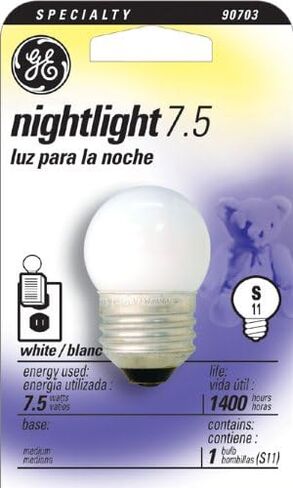 لمبة GE Lighting 41267 المتوهجة الليلية S11 برغي متوسط ​​(E26) 120 فولت 7.5 وات أبيض ناعم، 12 حزمة، 12 قطعة (عبوة من 1)، صحيح in Saudi Arabia